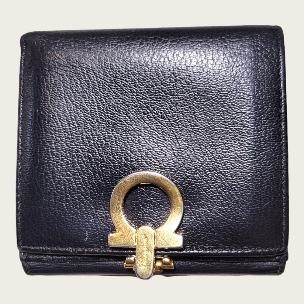 Authentic Vintage Salvatore Ferragamo Black Bifold Wallet